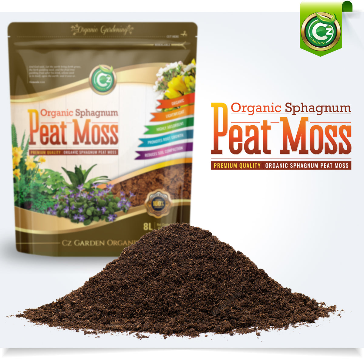 Organic Peat Moss for All Plants, Flowers, Fruit, Vegetables. NO Addit – Cz  Garden